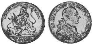 1 Thaler Principato di Ansbach (1398–1792) Argento Cristiano Federico di Brandeburgo-Ansbach(1736 – 1806)