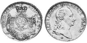 1 Thaler Principato di Ansbach (1398–1792) Argento Cristiano Federico di Brandeburgo-Ansbach(1736 – 1806)