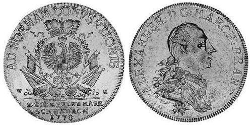1 Thaler Principato di Ansbach (1398–1792) Argento Cristiano Federico di Brandeburgo-Ansbach(1736 – 1806)