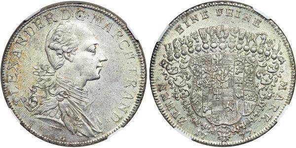 1 Thaler Principato di Ansbach (1398–1792) Argento Cristiano Federico di Brandeburgo-Ansbach(1736 – 1806)