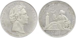 1 Thaler Regno di Baviera (1806 - 1918) Argento Ludovico I di Baviera (re)(1786 – 1868)