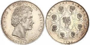 1 Thaler Regno di Baviera (1806 - 1918) Argento Ludovico I di Baviera (re)(1786 – 1868)