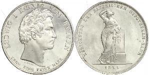 1 Thaler Regno di Baviera (1806 - 1918) Argento Ludovico I di Baviera (re)(1786 – 1868)