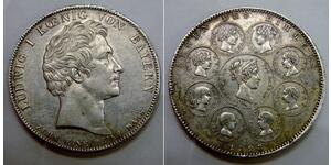 1 Thaler Regno di Baviera (1806 - 1918) Argento Ludovico I di Baviera (re)(1786 – 1868)