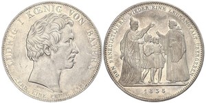 1 Thaler Regno di Baviera (1806 - 1918) Argento Ludovico I di Baviera (re)(1786 – 1868)