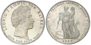 1 Thaler Regno di Baviera (1806 - 1918) Argento Ludovico I di Baviera (re)(1786 – 1868)