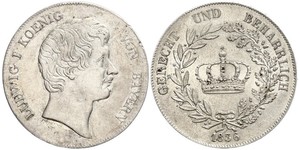 1 Thaler Regno di Baviera (1806 - 1918) Argento Ludovico I di Baviera (re)(1786 – 1868)