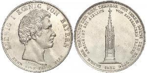 1 Thaler Regno di Baviera (1806 - 1918) Argento Ludovico I di Baviera (re)(1786 – 1868)