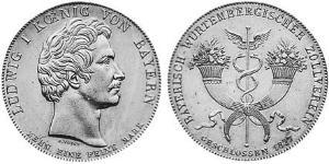 1 Thaler Regno di Baviera (1806 - 1918) Argento Ludovico I di Baviera (re)(1786 – 1868)