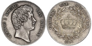 1 Thaler Regno di Baviera (1806 - 1918) Argento Ludovico I di Baviera (re)(1786 – 1868)