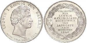 1 Thaler Regno di Baviera (1806 - 1918) Argento Ludovico I di Baviera (re)(1786 – 1868)