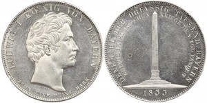 1 Thaler Regno di Baviera (1806 - 1918) Argento Ludovico I di Baviera (re)(1786 – 1868)