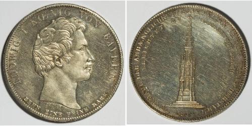 1 Thaler Regno di Baviera (1806 - 1918) Argento Ludovico I di Baviera (re)(1786 – 1868)