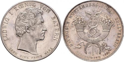 1 Thaler Regno di Baviera (1806 - 1918) Argento Ludovico I di Baviera (re)(1786 – 1868)