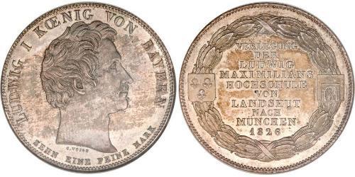 1 Thaler Regno di Baviera (1806 - 1918) Argento Ludovico I di Baviera (re)(1786 – 1868)