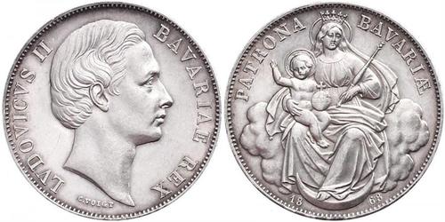 1 Thaler Regno di Baviera (1806 - 1918) Argento Ludovico II di Baviera(1845 – 1886)