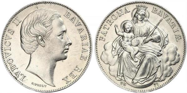 1 Thaler Regno di Baviera (1806 - 1918) Argento Ludovico II di Baviera(1845 – 1886)