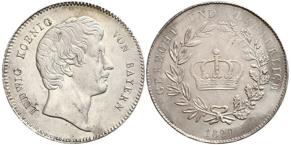 1 Thaler Regno di Baviera (1806 - 1918) Argento Ludovico I di Baviera (re)(1786 – 1868)