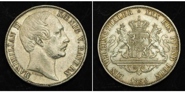 1 Thaler Regno di Baviera (1806 - 1918) Argento Massimiliano II di Baviera(1811 - 1864)