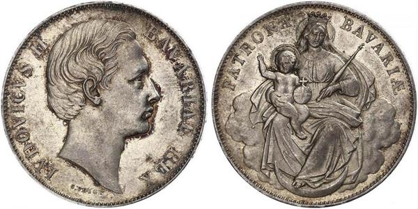 1 Thaler Regno di Baviera (1806 - 1918) Argento Ludovico II di Baviera(1845 – 1886)