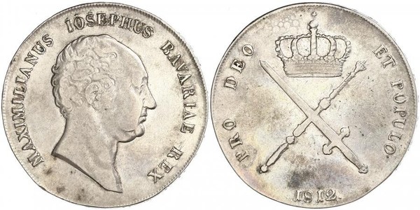 1 Thaler Regno di Baviera (1806 - 1918) Argento Massimiliano I Giuseppe di Baviera (1756 - 1825)