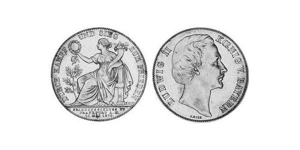 1 Thaler Regno di Baviera (1806 - 1918) Argento Ludovico II di Baviera(1845 – 1886)
