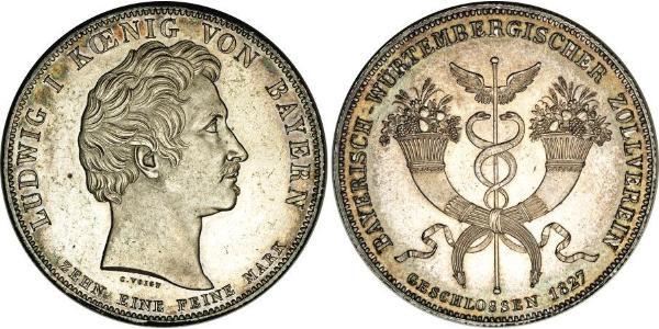 1 Thaler Regno di Baviera (1806 - 1918) Argento Ludovico I di Baviera (re)(1786 – 1868)