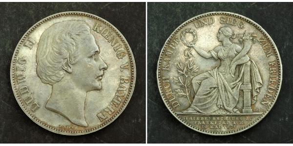 1 Thaler Regno di Baviera (1806 - 1918) Argento Ludovico II di Baviera(1845 – 1886)
