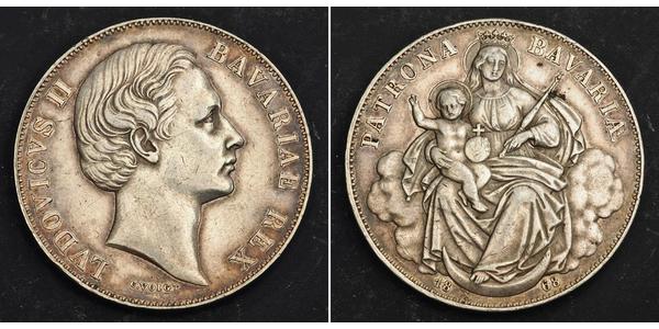 1 Thaler Regno di Baviera (1806 - 1918) Argento Ludovico II di Baviera(1845 – 1886)