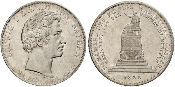1 Thaler Regno di Baviera (1806 - 1918) Argento Ludovico I di Baviera (re)(1786 – 1868)