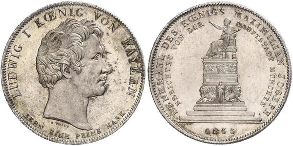 1 Thaler Regno di Baviera (1806 - 1918) Argento Ludovico I di Baviera (re)(1786 – 1868)