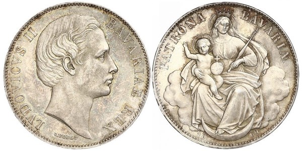 1 Thaler Regno di Baviera (1806 - 1918) Argento Ludovico II di Baviera(1845 – 1886)