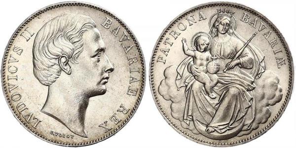 1 Thaler Regno di Baviera (1806 - 1918) Argento Ludovico II di Baviera(1845 – 1886)