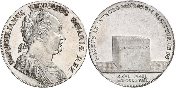 1 Thaler Regno di Baviera (1806 - 1918) Argento Massimiliano I Giuseppe di Baviera (1756 - 1825)