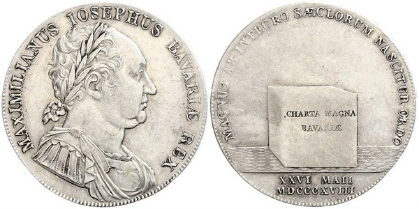 1 Thaler Regno di Baviera (1806 - 1918) Argento Massimiliano I Giuseppe di Baviera (1756 - 1825)