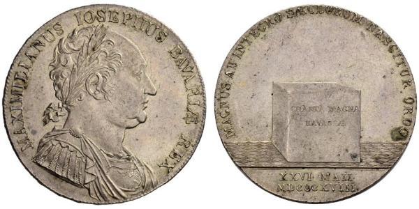 1 Thaler Regno di Baviera (1806 - 1918) Argento Massimiliano I Giuseppe di Baviera (1756 - 1825)