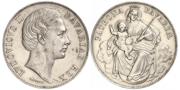 1 Thaler Regno di Baviera (1806 - 1918) Argento Ludovico II di Baviera(1845 – 1886)