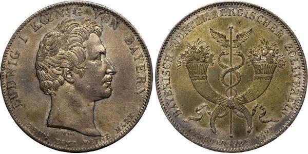 1 Thaler Regno di Baviera (1806 - 1918) Argento Ludovico I di Baviera (re)(1786 – 1868)