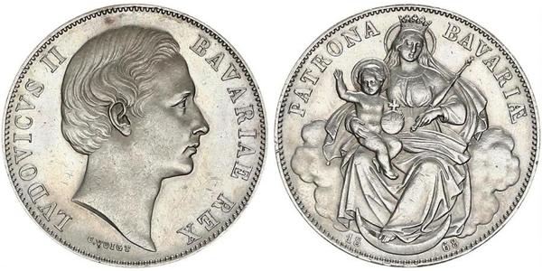 1 Thaler Regno di Baviera (1806 - 1918) Argento Ludovico II di Baviera(1845 – 1886)