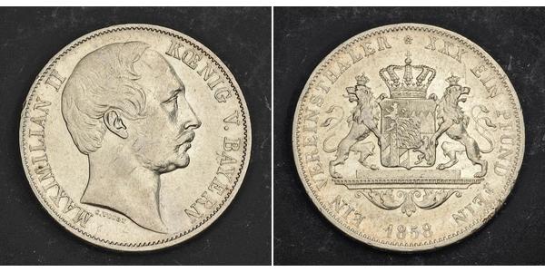 1 Thaler Regno di Baviera (1806 - 1918) Argento Massimiliano II di Baviera(1811 - 1864)