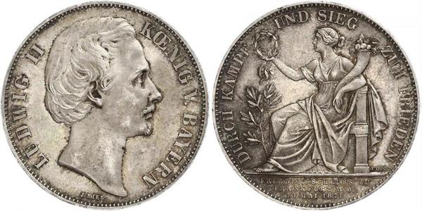 1 Thaler Regno di Baviera (1806 - 1918) Argento Ludovico II di Baviera(1845 – 1886)