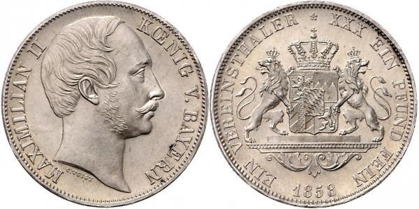 1 Thaler Regno di Baviera (1806 - 1918) Argento Massimiliano II di Baviera(1811 - 1864)