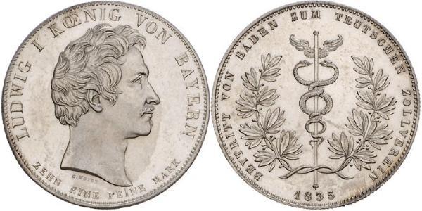 1 Thaler Regno di Baviera (1806 - 1918) Argento Ludovico I di Baviera (re)(1786 – 1868)