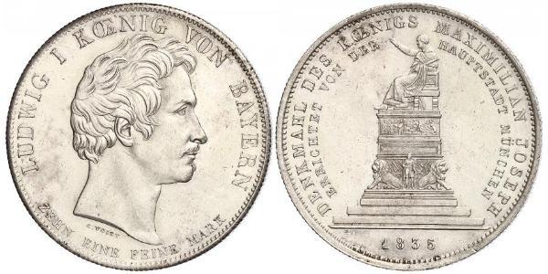 1 Thaler Regno di Baviera (1806 - 1918) Argento Ludovico I di Baviera (re)(1786 – 1868)