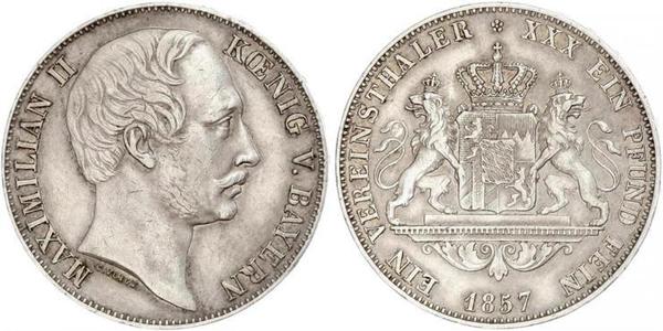 1 Thaler Regno di Baviera (1806 - 1918) Argento Massimiliano II di Baviera(1811 - 1864)