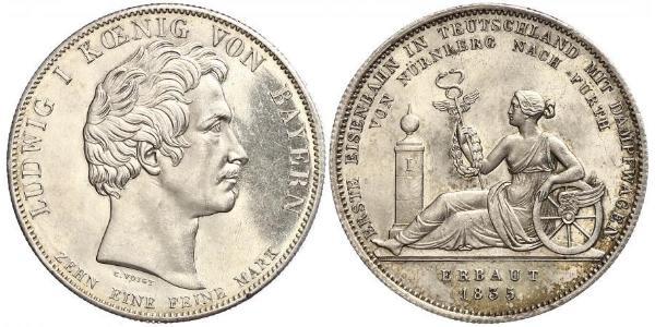 1 Thaler Regno di Baviera (1806 - 1918) Argento Ludovico I di Baviera (re)(1786 – 1868)