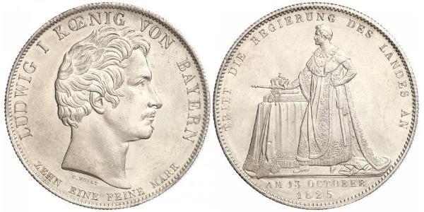1 Thaler Regno di Baviera (1806 - 1918) Argento Ludovico I di Baviera (re)(1786 – 1868)