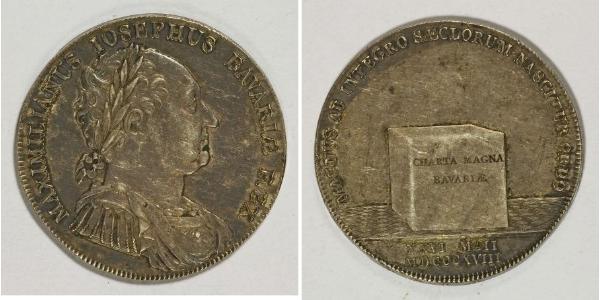 1 Thaler Regno di Baviera (1806 - 1918) Argento Massimiliano I Giuseppe di Baviera (1756 - 1825)