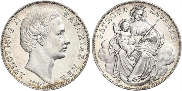 1 Thaler Regno di Baviera (1806 - 1918) Argento Ludovico II di Baviera(1845 – 1886)