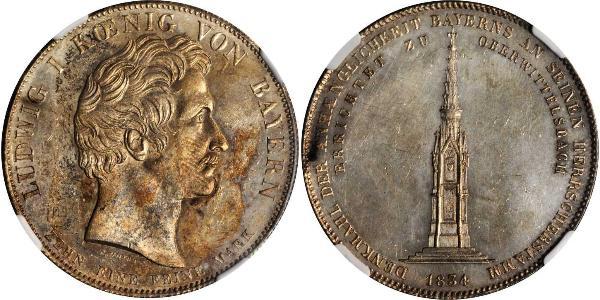 1 Thaler Regno di Baviera (1806 - 1918) Argento Ludovico I di Baviera (re)(1786 – 1868)